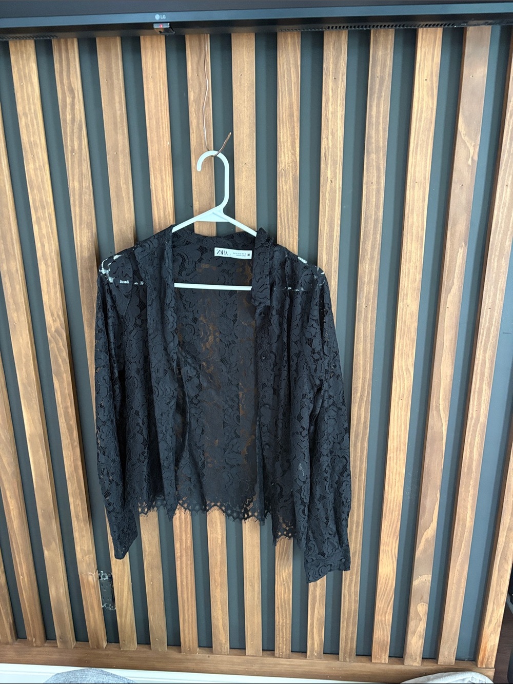 Zara Black Floral Lace Open Cardigan